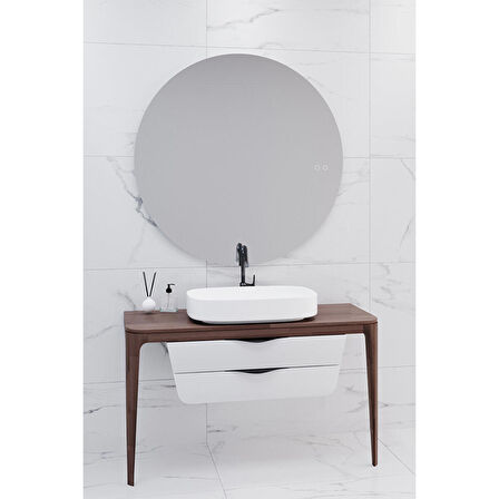 BREZZA 130 CM MASİF TEZGAH BEYAZ LAVABOLU BANYO DOLABI - BOY DOLAP VE RAF MODÜL HARİÇ