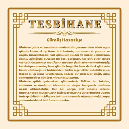 1000 Ayar Gümüş Kazaz Püsküllü Küre Kesim Aytaşı Doğaltaş Tesbih