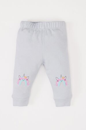 DeFacto Kız Bebek 2'li Takım Unicorn Baskılı Uzun Kollu Çıtçıtlı Body Beli Lastikli Alt D8702A525SPER233