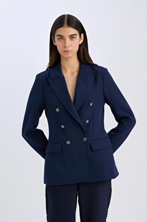 DeFacto Oversize Geniş Kalıp Gömlek Yaka Düğmeli Basic Düz Blazer Ceket D3155AX24AUNV42
