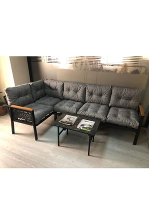 Miami melisa 3+2 Köşe Yön değiştirilebilir Koltuk Takımı Balkon-bahçe-kafe mermerdesen 70x50cm sehpa