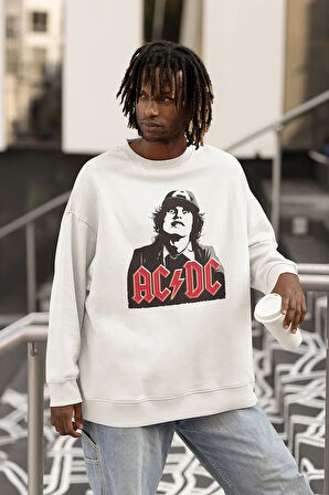 Tasarım Rock Metal Müzik Grubu Baskılı Unisex Oversize AC DC Sweatshirt