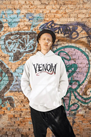 Venom Karakter Baskılı Unisex Oversize Film Hoodie