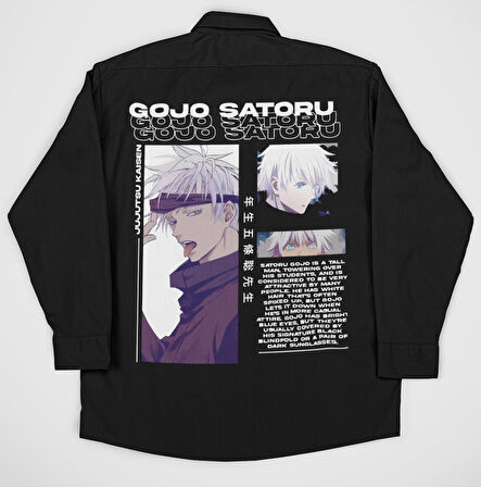 Jujutsu Kaisen Gojo Satoru Baskılı Unisex Anime Cepli Gömlek