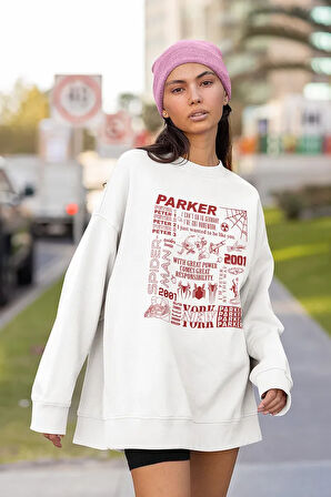 Peter Parker Baskılı Unisex Oversize Örümcek Adam Sweatshirt