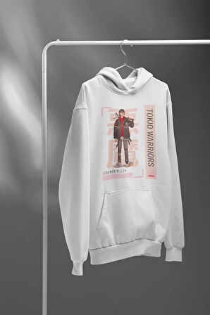 Tokyo Warriors Demon Killer Baskılı Unisex Oversize Hoodie
