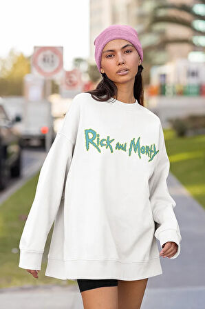 Rick And Morty Yazılı Unisex Oversize Çizgi Film Sweatshirt