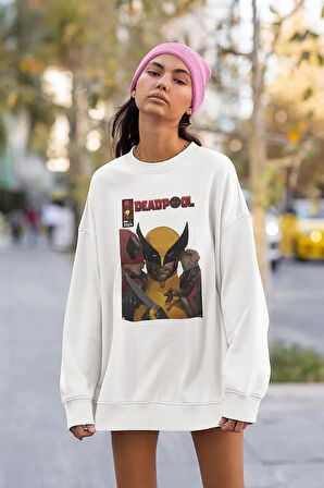 Deadpool x Wolverine Baskılı Unisex Oversize Dc Sweatshirt