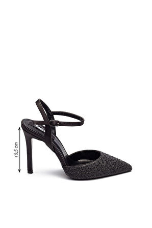 Yüksek Topuklu Taş İşlemeli Tokalı Abiye Saten Ayakkabı 330