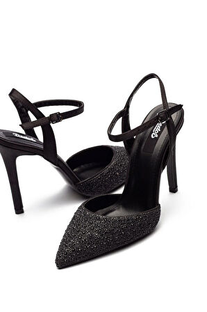 Yüksek Topuklu Taş İşlemeli Tokalı Abiye Saten Ayakkabı 330