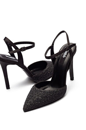 Yüksek Topuklu Taş İşlemeli Tokalı Abiye Saten Ayakkabı 330