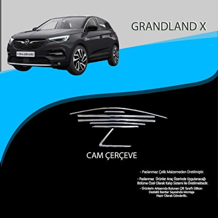 Opel Grandland X Krom Cam Çerçevesi 12 Parça