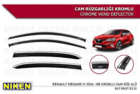 Renault Megane 4 HB Kromlu Cam Rüzgarlığı 4'lü 2016+