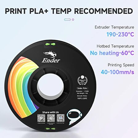 Creality Ender PLA+ Filament Elma Yeşili 1.75mm 1kg Standart