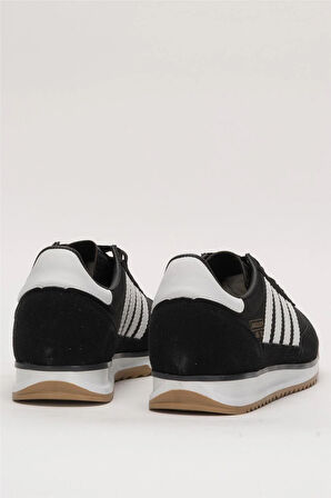 Erkek Günlük Rahat Taban Yumuşak Hafif Sneaker Bağcıklı Spor Ayakkabı  SİYAH - BEYAZ