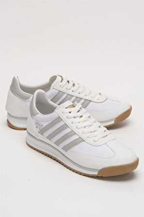 Erkek Günlük Rahat Taban Yumuşak Hafif Sneaker Bağcıklı Spor Ayakkabı  BEYAZ - BUZ