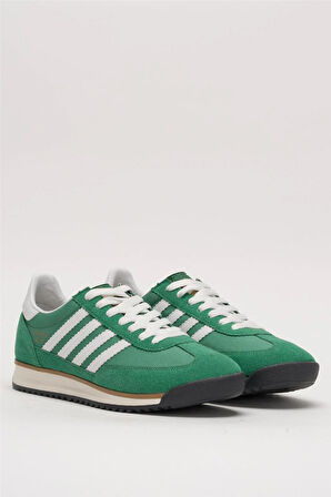 Erkek Günlük Rahat Taban Yumuşak Hafif Sneaker Bağcıklı Spor Ayakkabı  YEŞİL - BEYAZ