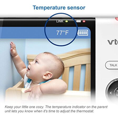 VTech VM919HD Pil Destekli Video Monitörü - 15 Saat Video Akışı, 7 Inc