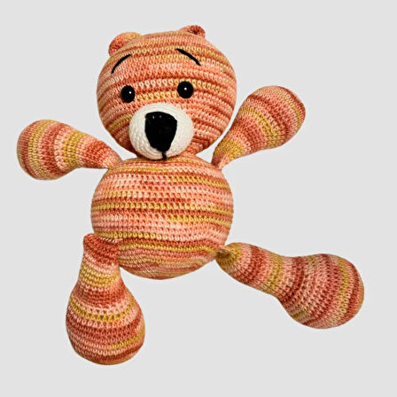 Uretti - gülnur 2184 El Yapımı Amigurumi Renkli Ayı 34cm- Somon