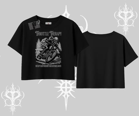 Oversize Crop Tshirt Throttle Therapy No Brakes Just Freedom