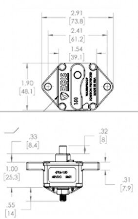 EGIS 4703 Serisi Termal Devre Kesici Sigorta 12V / 24V / 36V / 48V DC uygulamalarda kullanıma uygun IP67