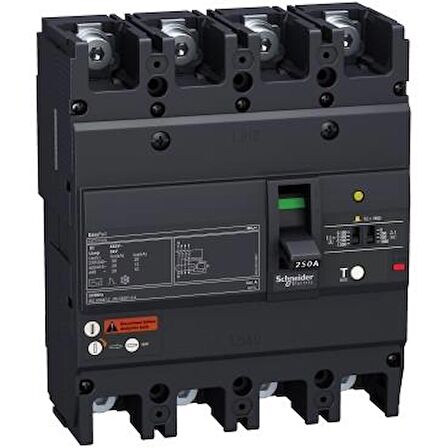 Schneider EZCV250H4125, 125 Amper, 36 kA, 4 Kutuplu, Kaçak Akım Korumalı Kompakt Şalter, EZCV250H, TM125D Korumalı
