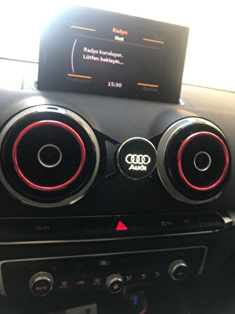 AUDİ A3 8V UYUMLU(2013-2020)%100 KIRILMAZ HALKA LOGOLU KELEBEK SİYAH MIKNATISLI TELEFON TUTUCU