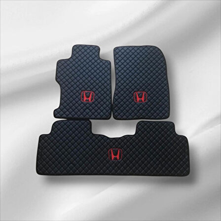 Honda Civic VTEC-1 VTEC-2 UYUMLU(2001-2006) KASA SİYAH BAKLAVA DESEN DERİ KAPİTONE OTO PASPAS TAKIMI