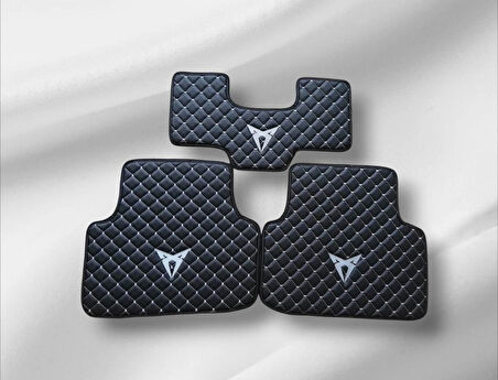 Cupra Leon 1,5 eTSI UYUMLU 2023-2024 BAKLAVA DESEN GRİ DİKİŞLİ DERİ OTO PASPAS TAKIM 5 Lİ SET