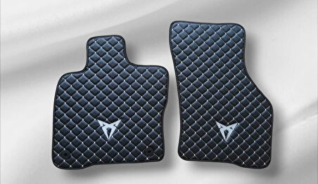 Cupra Leon 1,5 eTSI UYUMLU 2023-2024 BAKLAVA DESEN GRİ DİKİŞLİ DERİ OTO PASPAS TAKIM 5 Lİ SET