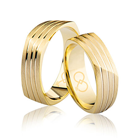 Sarı Kare Altın Alyans 3304-2