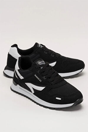 Erkek Ortopedik Günlük Yürüyüş Koşu Sneaker Spor Ayakkabı SİYAH - BEYAZ