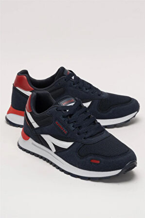 Erkek Ortopedik Günlük Yürüyüş Koşu Sneaker Spor Ayakkabı LACİVERT - KIRMIZI