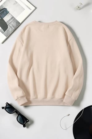 Unisex Leopar Desenli Çiçek Baskılı Bisiklet Yaka Sweatshirt