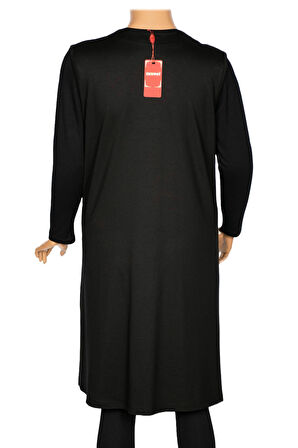 Hesna Kadın Bengü Büyük Beden Fermuarlı Cepli Penye Siyah Yelek