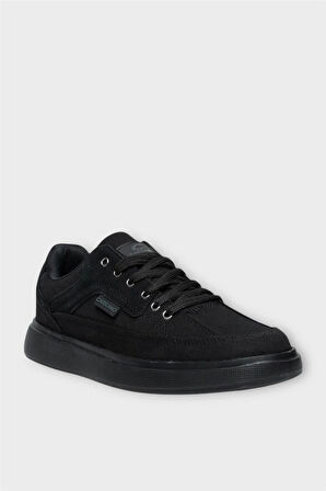 Erkek Keten Gabardin Kumaş Günlük Sneaker Ayakkabı SİYAH