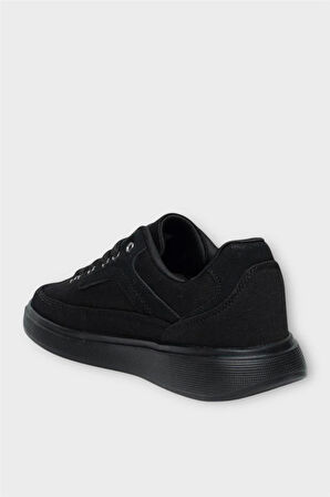 Erkek Keten Gabardin Kumaş Günlük Sneaker Ayakkabı SİYAH