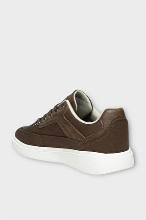 Erkek Keten Gabardin Kumaş Günlük Sneaker Ayakkabı KAHVERENGİ