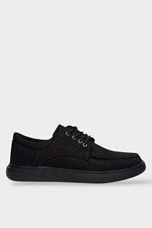 Erkek Keten Gabardin Kumaş Günlük Sneaker Ayakkabı SİYAH