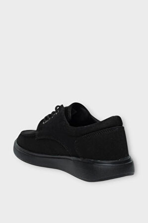 Erkek Keten Gabardin Kumaş Günlük Sneaker Ayakkabı SİYAH