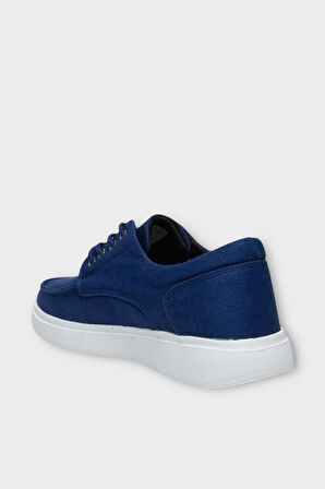 Erkek Keten Gabardin Kumaş Günlük Sneaker Ayakkabı LACİVERT