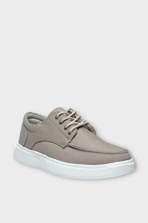 Erkek Keten Gabardin Kumaş Günlük Sneaker Ayakkabı BEJ