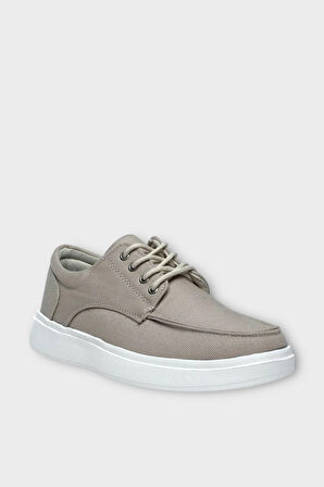Erkek Keten Gabardin Kumaş Günlük Sneaker Ayakkabı BEJ