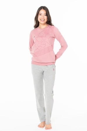 Kadın Bisiklet Yaka Uzun Kollu Pijama Takımı S26123 RAHAT KUMAŞ CEPLİ