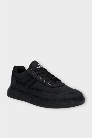 Erkek Keten Gabardin Kumaş Günlük Sneaker Ayakkabı SİYAH