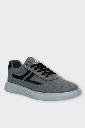 Erkek Keten Gabardin Kumaş Günlük Sneaker Ayakkabı FÜME