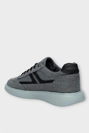 Erkek Keten Gabardin Kumaş Günlük Sneaker Ayakkabı FÜME