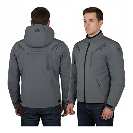 4Riders Rex Pro Korumalı Softshell Motosiklet Montu Gri