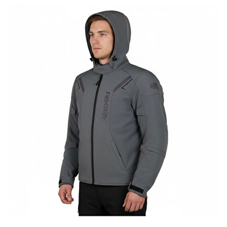 4Riders Rex Pro Korumalı Softshell Motosiklet Montu Gri