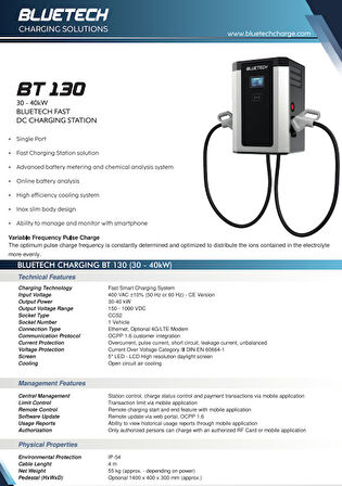 Bluetech BT 130 30 Kw DC Kablolu Şarj Istasyonu